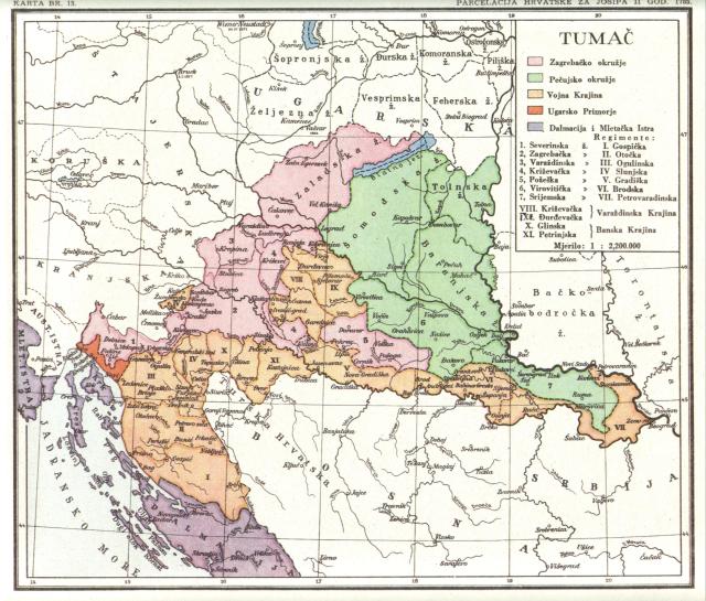 Parcelacija Hrvatske za Josipa 1785.
